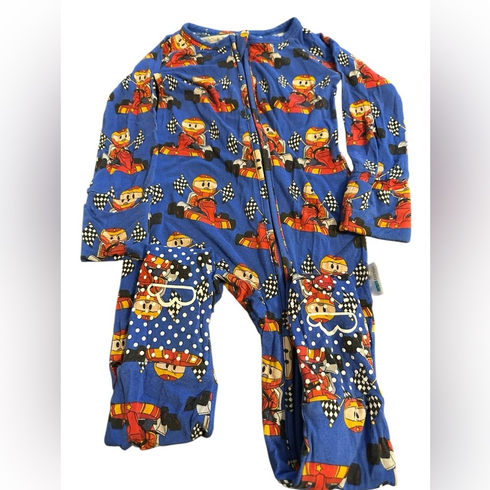 Cute Cotton‎ Bamboo Zip Pajamas with Fold Over Feet Cover Size 6/12 months Soft